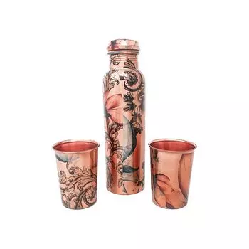 Медный набор: бутылка и 2 стакана, Copper Bottle & 2 Glasses Set, произв. Razaano