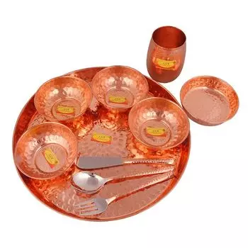 Медный набор посуды (10 предметов), Thali Set, произв. SHIV SHAKTI ARTS