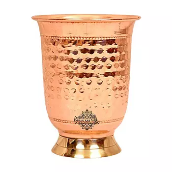 Медный стакан (400 мл), Hammered Copper Curved Glass Tumbler Cup, произв. INDIAN ART VILLA