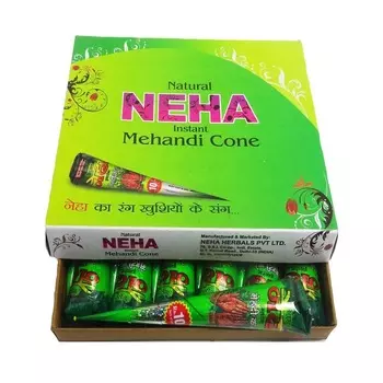 Мехенди: натуральная хна для рисования (12 кон), Neha Mehandi Cone, произв. Neha Herbals