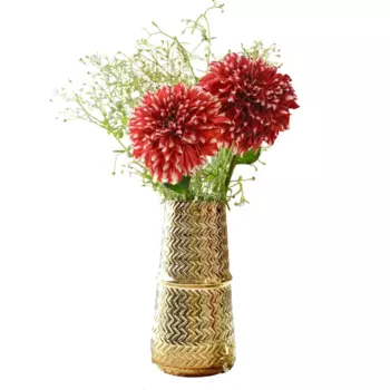 Металлическая ваза для цветов, Arrow Engrave Metal Vase (Golden, VA10074), произв. Behoma