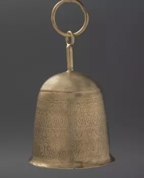Металлический декоративный колокольчик маленький, Латунь, Small Iron Handicraft Bell Etching, произв. John Molly Decor&Gifts