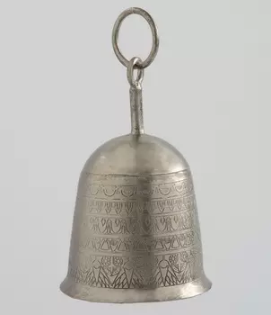 Металлический декоративный колокольчик маленький, Никель, Small Iron Handicraft Bell Etching, произв. John Molly Decor&Gifts