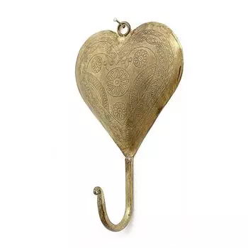Металлический крючок в форме сердца с гравировкой, Латунь, Iron Heart Hook Etching Brass, произв. John Molly Decor&Gifts