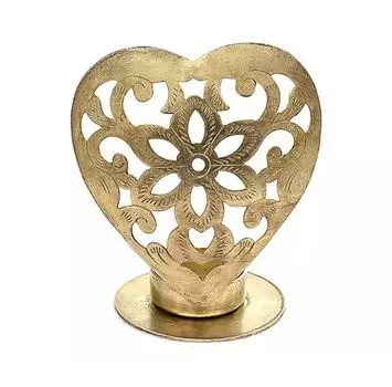 Металлический подсвечник в форме сердца, Латунь, Iron Heart Brass T-Light, произв. John Molly Decor&Gifts