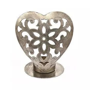 Металлический подсвечник в форме сердца, Никель, Iron Heart Nickel T-Light, произв. John Molly Decor&Gifts