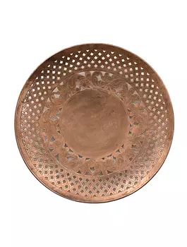 Металлическое круглое блюдо резное, Медь, Iron Wall Plate With Cutwork, произв. John Molly Decor&Gifts
