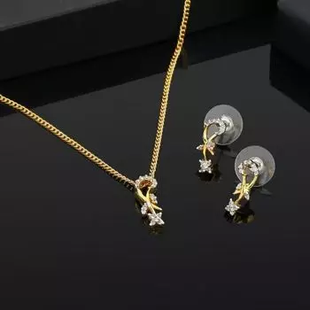 Modern 24 CT Gold plated American diamond Flower curl Necklace