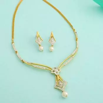 Modern Gold and silver plated Sparkling rhombus Necklace