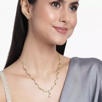 Modern Gold plated American Diamond Star wave Necklace