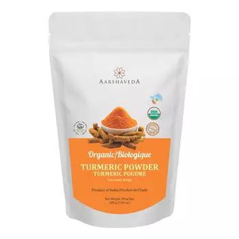 Молотая Куркума (200 г), Organic Turmeric Powder, произв. Aarshaveda