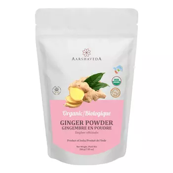 Молотый Имбирь (200 г), Organic Ginger Powder, произв. Aarshaveda