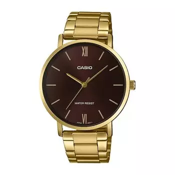 Мужские часы аналоговые золотистые, Gold Analog Men's Watch, произв. Casio
