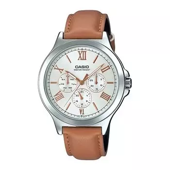 Мужские часы с коричневым ремешком и несколькими циферблатами, Brown Multi-Dial Men's Watch, произв. Casio