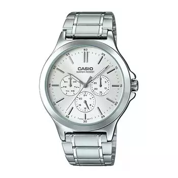 Мужские часы с несколькими циферблатами серебристые, Silver Multi-Dial Men's Watch, произв. Casio