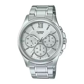 Мужские часы серебристые с несколькими циферблатами, Silver Multi-Dial Men's Watch, произв. Casio
