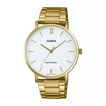 Мужские часы золотистые аналоговые, Gold Analog Men's Watch, произв. Casio