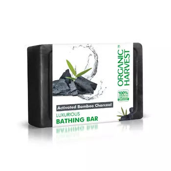 Мыло для ванной Активированный бамбуковый уголь (125 г), Activated Bamboo Charcoal Luxurious Bathing Bar, произв. Organic Harvest