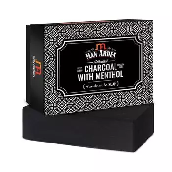 Мыло ручной работы с Активированным углем и Ментолом (125 г), Activated Charcoal with Menthol Handmade Soap, произв. Man Arden