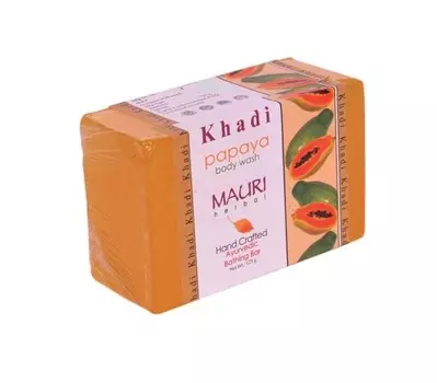 Мыло ручной работы с Папайей (125 г), Papaya Body Wash, произв. Khadi Mauri