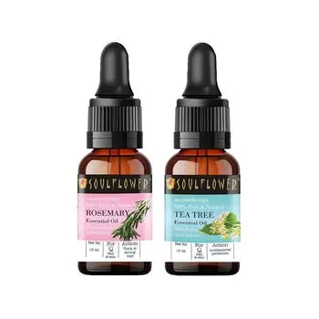 Набор эфирных масел Чайного дерева и Розмарина (2 х 15 мл), Tea Tree & Rosemary Essential Oil Set, произв. Soulflower