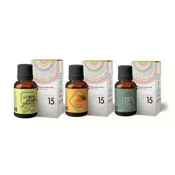 Набор эфирных масел: Лемонграсс, Апельсин, Эвкалипт (3 шт), Essential Oils: Lemongrass, Orange, Eucalyptus Set of 3, произв. Heilen Biopharm