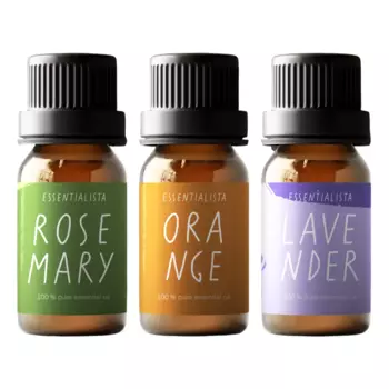 Набор эфирных масел: Розмарин, Апельсин, Лаванда (3 шт), Essential Oils: Rosemary, Orange, Lavender Set of 3, произв. Essentialista