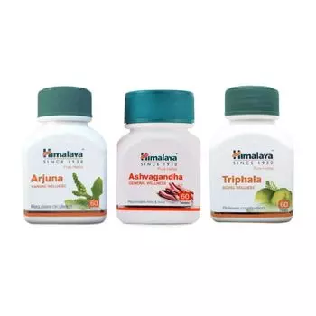 Набор Арджуна, Ашвагандха, Трифала (3 шт x 60 таб), Arjuna, Ashvagandha, Triphala Set, произв. Himalaya