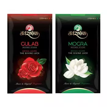 Набор ароматических палочек Роза + Могра (2 x 150 г), Gulab + Mogra Incense Sticks Set, произв. The RUPAWAT Perfumery House