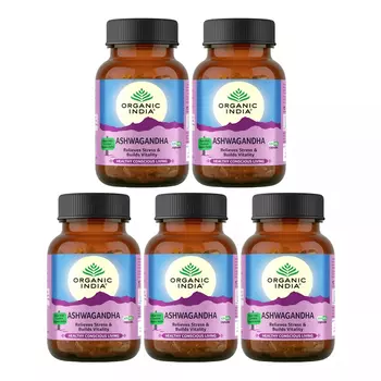Набор Ашваганда (5 x 60 кап, 400 мг), Ashwagandha Set, произв. Organic India