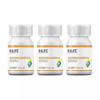 Набор Ашвагандха (3 x 60 кап, 500 мг), Ashwagandha Set, произв. INLIFE