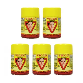 Набор аюрведического зубного порошка Ваджраданти (5 x 50 г), Vajradanti Tooth Powder Set, произв. Vicco