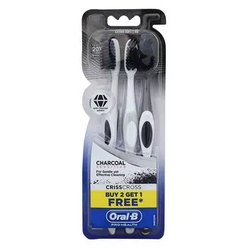 Набор экстрамягких зубных щеток с Древесным углем (3 шт), Toothbrush Extra Soft with Charcoal Set, произв. Oral-B