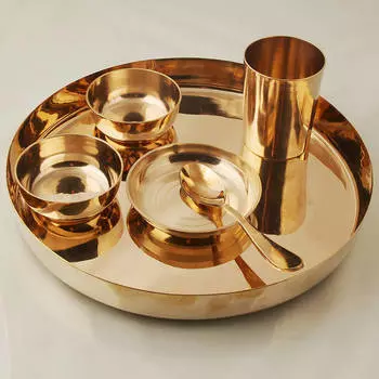 Набор бронзовой посуды, Bronze Kansya Utensil 6 Piece Dinner Set, произв. MYINDIA