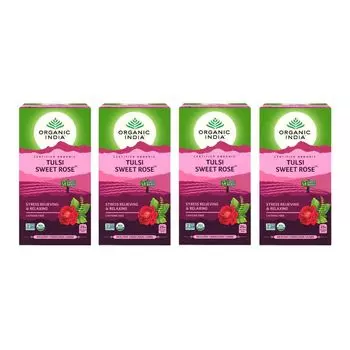 Набор Чай с Тулси и Розой (4 x 25 пак, 1,6 г), Tulsi Sweet Rose Set, произв. Organic India
