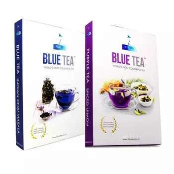 Набор чая из Клитории: Масала, со специями и Лимоном (100 г), Blue Tea Indian Chai Masala & Purple Tea Spiced Lemon Set, произв. Blue Tea