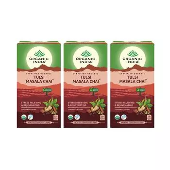 Набор чая Масала с Тулси (3 x 25 пак, 2,1 г), Tulsi Masala Chai Set, произв. Organic India