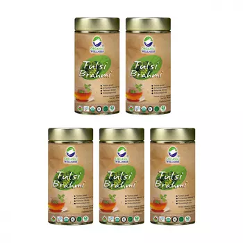 Набор чая с Тулси и Брахми (5 x 100 г), Tulsi Brahmi Tea Set, произв. Organic Wellness