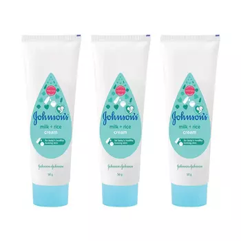Набор детского крема с Молоком и Рисом (3 x 50 г), Milk + Rice Cream Set, произв. Johnson’s Baby