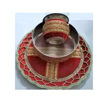 Набор для Карвачота, Karwachauth Thali - Maroon, произв. Kalyan Puja