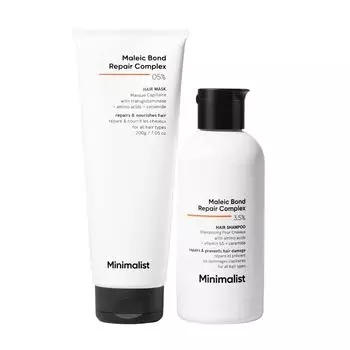 Набор для комплексного восстановления волос с Малеиновой кислотой (200 г + 250 мл), Maleic Bond Repair Complex Mask & Shampoo Duo Set, произв. Minimalist