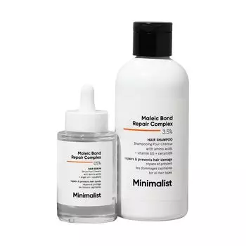 Набор для комплексного восстановления волос с Малеиновой кислотой (50 мл + 250 мл), Maleic Bond Repair Complex Serum & Shampoo Duo Set, произв. Minimalist