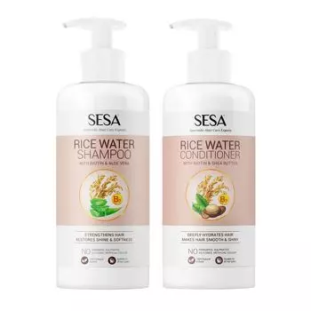 Набор для разглаживания волос (300 мл + 300 мл), Rice Water Hair Smoothening Set, произв. Sesa