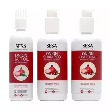 Набор для роста и восстановления волос (200 мл + 300 мл + 300 мл), Onion Hair Growth & Damage Repair Set, произв. Sesa