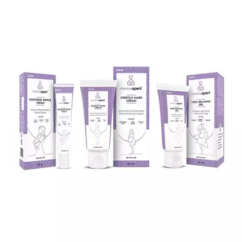 Набор для ухода за кожей, ногами и сосками (60 г + 60 мл + 20 г), Mamaxpert Stretch Mark Cream, Legs Relaxing Gel & Soothing Nipple Cream Set, произв. Cipla