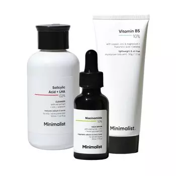 Набор для ухода за жирной кожей (100 мл + 30 мл + 50 г), Oily Skincare Kit Set, произв. Minimalist