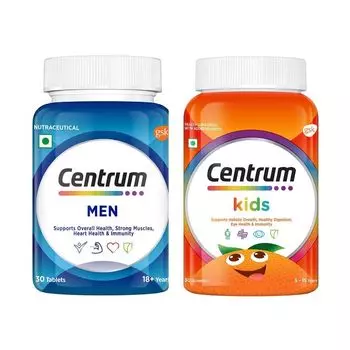 Набор: добавка для мужчин и жевательные конфеты для детей (30 таб + 30 шт), Men & Kids Gummies Set, произв. Centrum