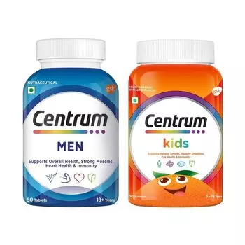 Набор: добавка для мужчин и жевательные конфеты для детей (50 таб + 30 шт), Men & Kids Gummies Set, произв. Centrum