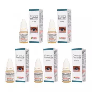 Набор капель для глаз Цинерария Эуфразия (5 x 10 мл), Cineraria Euphrasia Eye Drops Set, произв. Bakson