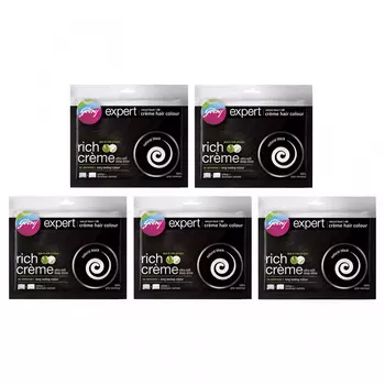 Набор крем-краски для волос, натуральный черный (5 х 40 г), Expert Creme Hair Colour Natural Black Set, произв. Godrej